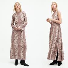 Image of All Saints Womens Paisley Maxi Dress Cascade Long Sleeve / Sleeveless Viscose