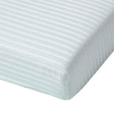 Image of Blue Cotton Stripe Fitted Cot Sheet 330 Thread Count, 1 Sheet