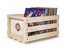 Image of Record Storage Crate Holds 75 Albums Natural Wood Design