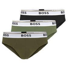 Image of BOSS Men's 3 Pack Stretch Cotton Briefs - Green/Black/Olive