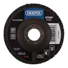 Image of DRAPER Polycarbide Strip Disc, 115mm, 22.23mm, 180 Grit, Black [37607]