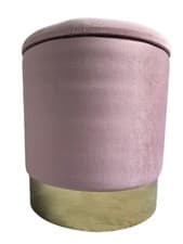 Image of Round Velvet Ottoman Pouffe Storage Footstool Vanity Seat Chair