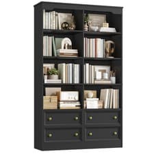 Image of Tall Bookcase with Drawers Free Standing Bookshelf Shelving Unit 180x100x30cm