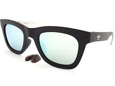 Image of Adidas Sunglasses Matte Black White with Ice Blue Mirror Lenses AOR024 009.001