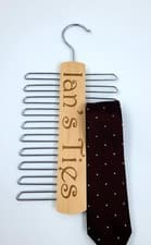 Image of Personalised Engraved Tie Hanger, Custom Engraved Hanger For Ties and Belts Gift