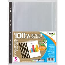 Image of A4Heavy Duty Tiger Expanding Poly Punched Pockets Document Storage Filling 5pcs