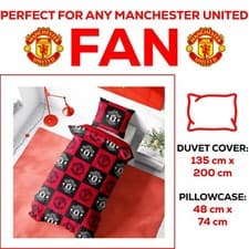 Image of MANCHESTER UNITED FC HONOUR SINGLE DUVET COVER SET RED FOOTBALL BEDDING NEW KIDS