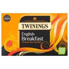 Image of Twinings English Breakfast Black Tea Golden & Well Rounded Taste Pack 300 Bags