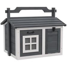Image of PawHut Rabbit Hutch - Indoor Outdoor, Openable Roof, Top Handle, Grey