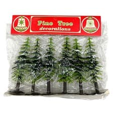 Image of VTG 6" Plastic Pine Tree Decorations Commodore No 410C NOS Original Package