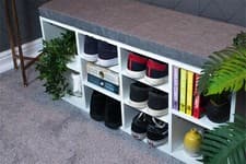 Image of Bestfor Upholstered Storage Bench with Seat in White