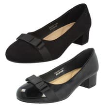 Image of Ladies Spot On Block Heel Formal Wide Fit Court Shoes - F9R0151