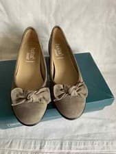 Image of Hotter ‘JADE’ taupe suede slip on shoes size 5 STD
