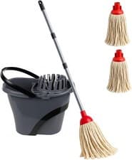 Image of BH | 17L Mop Bucket | Free 2 Pcs Cotton Plastic Mop Head, 1.2m Metal Handle