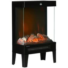 Image of HOMCOM Charming Electric Fireplace Heater, Quiet Freestanding Stove, Black