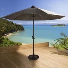 Image of Luxury Garden Grey Round 3M Parasol Umbrella (300cm) | Weighted Base Included