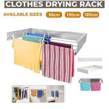 Image of Laundry Drying Rack Wall Mounted Foldable Retractable Cloth Dryer Airer Storage