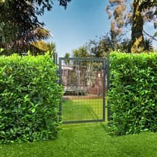 Image of Steel Garden Gate Outdoor Mesh Fence w/ Single Door and Lock, Entrance Way Door