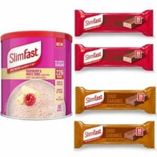 Image of Slim Fast Powder Tin Raspberry White Chocolate 365G + 2 Strawberry & 2 Caramel