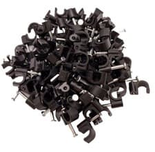 Image of Black Round Cable Clips Heavy Duty Fixing Nails Black Round Wire Clips 4mm -10mm