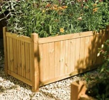 Image of ROWLINSON RECTANGULAR GARDEN PATIO PLANTER NATURAL TIMBER WOOD LARGE TONGUE NEW