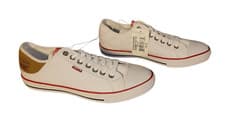 Image of LEVIS Mens 10.5 White w Brown Red STAN BUCK TRAINERS Shoes Sneakers Low Top