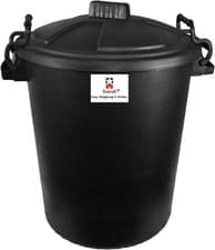 Image of 50L Plastic Black Bin with Lid Garden Rubbish Waste Dustbin Storage Animal Feed