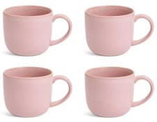 Image of 12pc Dinner Set Plates Pasta Bowls Set, Mugs, Stoneware Dinnerware Glaze Pink