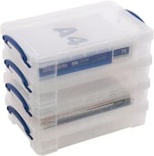 Image of 6 x Really Useful Plastic Storage Box 4 LITRE Clear Lidded Office Home Storage