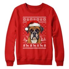 Image of Christmas Boxer Dog Sweatshirt For Kid Owner Kids Jumper Day Festive Sweater