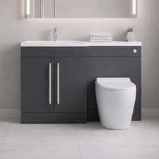 Image of Bathroom Vanity Basin & Toilet WC Combination Unit Matt Grey LH/RH 1100mm