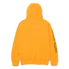 Image of Caterpillar Trademark Banner Hooded Sweatshirt Yellow Front Pouch Pocket, Adju