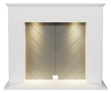 Image of Adam Corinth Stove Fireplace in Pure White & Grey with Downlights, 48 Inch