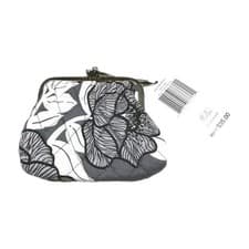 Image of NWT Vera Bradley Kiss Coin Purse Moon Shadow Meadow Black Gray White
