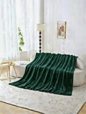 Image of Throw Blanket for Sofas Couch Bed Faux Fur Soft Large Fleece Ribbed Blankets