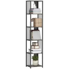 Image of HOMCOM 5-Tier Bookshelf, Freestanding Display Storage Unit, Grey