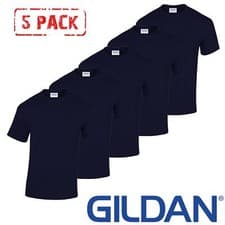 Image of 5 PACK Gildan Mens T-Shirt Heavy Cotton Plain Short Sleeve Tee Top Multi Colors