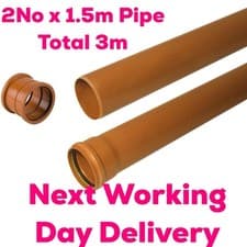 Image of 1.5m Underground Drainage Pipe 110mm TOTAL 3m