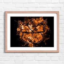Image of Vibrant Multicolor Abstract Butterfly Orange Framed Wall Art Print Large Picture