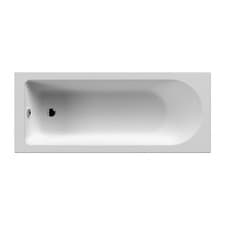 Image of Modern Bathroom Single & Double Ended Acrylic Straight Bath Gloss White Bathtub