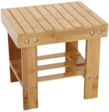 Image of Step Stool, Heavy Duty Bamboo Multi Purpose Step Stool&Seat with a Storage Shelf