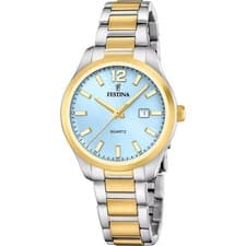 Image of FESTINA F20739/3 Ladies Bi-Colour Blue Date Dial 50m W/R Watch 2 Year Warranty