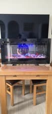 Image of Electric Wall-Mounted Fireplace with 12-Colour LED Flame – 900W/1500W Black