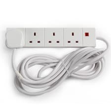 Image of UK Extension Lead Plug Socket – 2m,5m,10m Cable | 4 Way | 13A Mains Power Strip