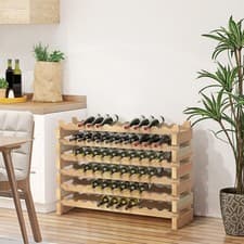 Image of 72 Bottle Shelf Wine Rack Holder Standing Holds Storage Fir Wood Cellar Standing