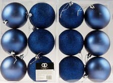 Image of Midnight Navy Blue Glitter Christmas Tree Hanging Baubles - Choice of Styles