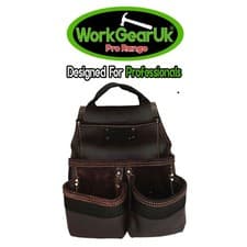 Image of WorkGearUK Leather Tool Pouch, 4 Pocket Tool Belt Pouch, Oil-Tan Finish, WG-PX28
