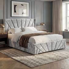 Image of Crushed Velvet Ottoman Storage Bed Silver - Sunrise Bed Frame