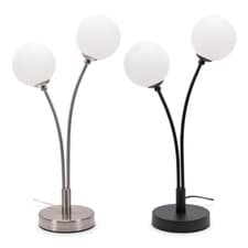 Image of 2 Arm Table Lamp Light Opaque Globe Shades Living Room Bedroom Light LED Bulbs
