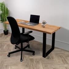 Image of Solid Oak Office Desk 1500 x 500mm | Industrial Writing Table Home Workstation